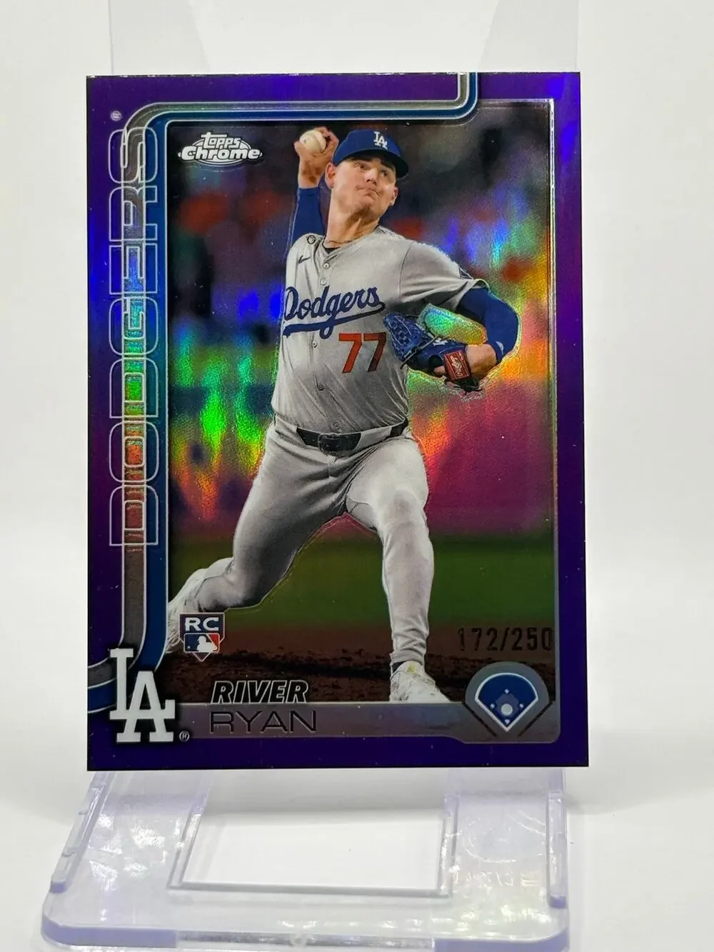 2025 Topps Chrome River Ryan Rookie Purple Refractor 172/250 SP Dodgers RC